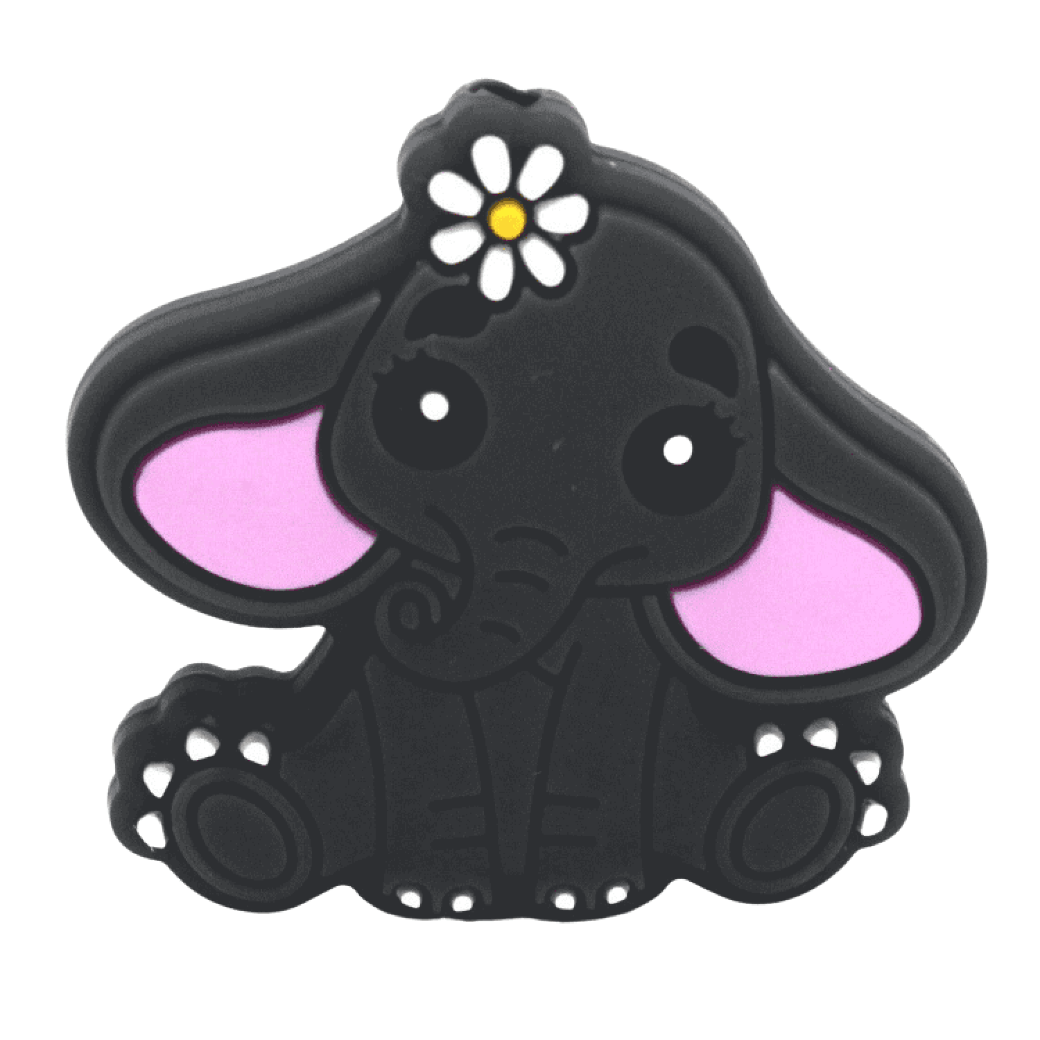 Silikon Motivperle Süßer Elefant | Dunkel Grau