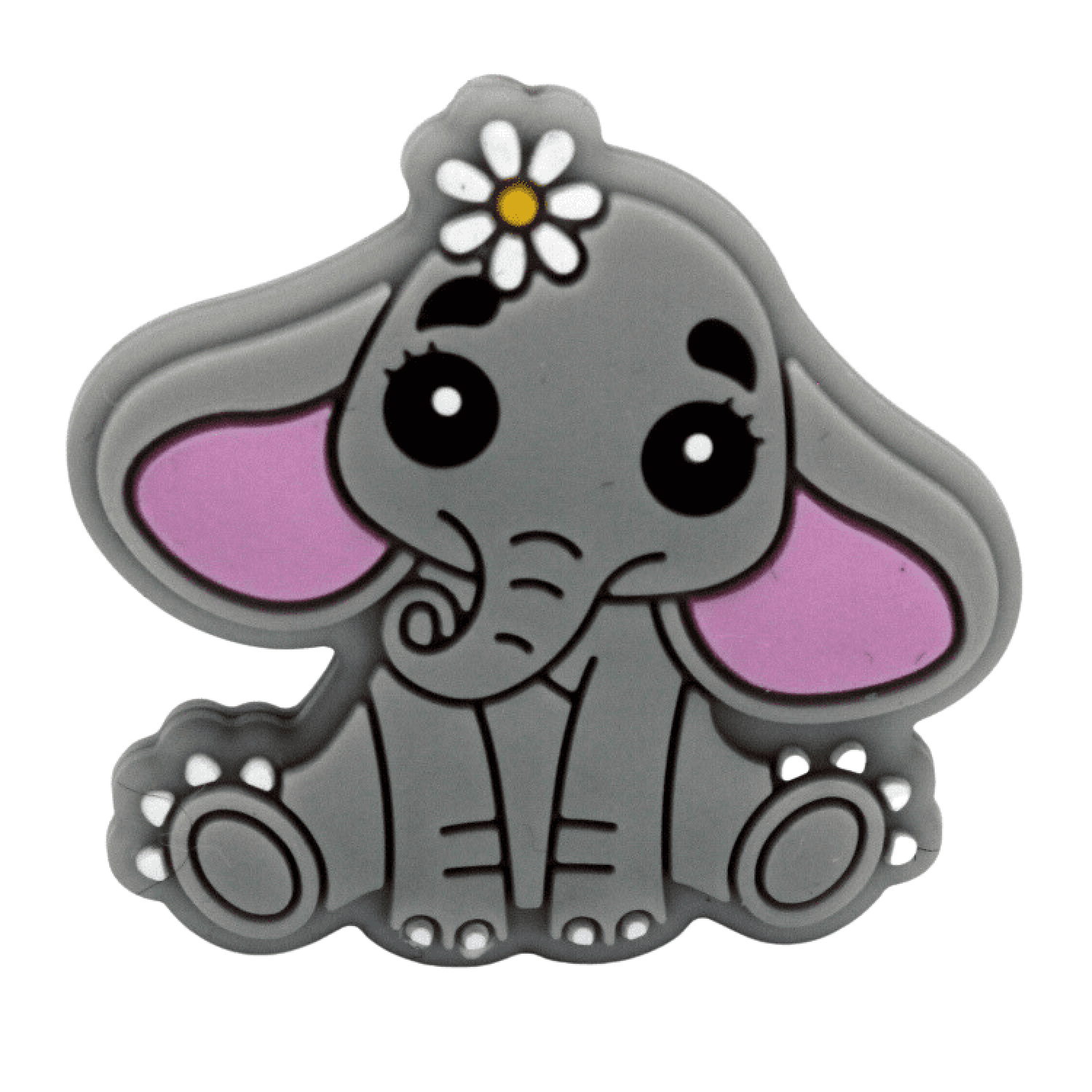 Silikon Motivperle Süßer Elefant | Hell Grau