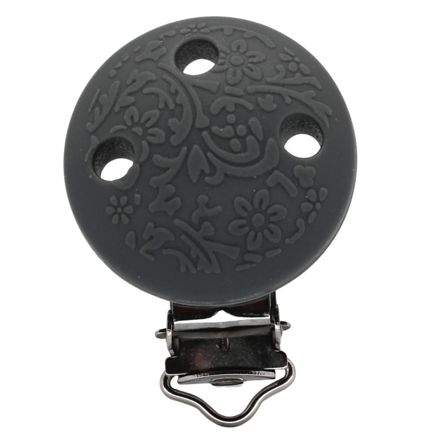 Silikon Schnullerkettenclip Relief | Dunkel Grau