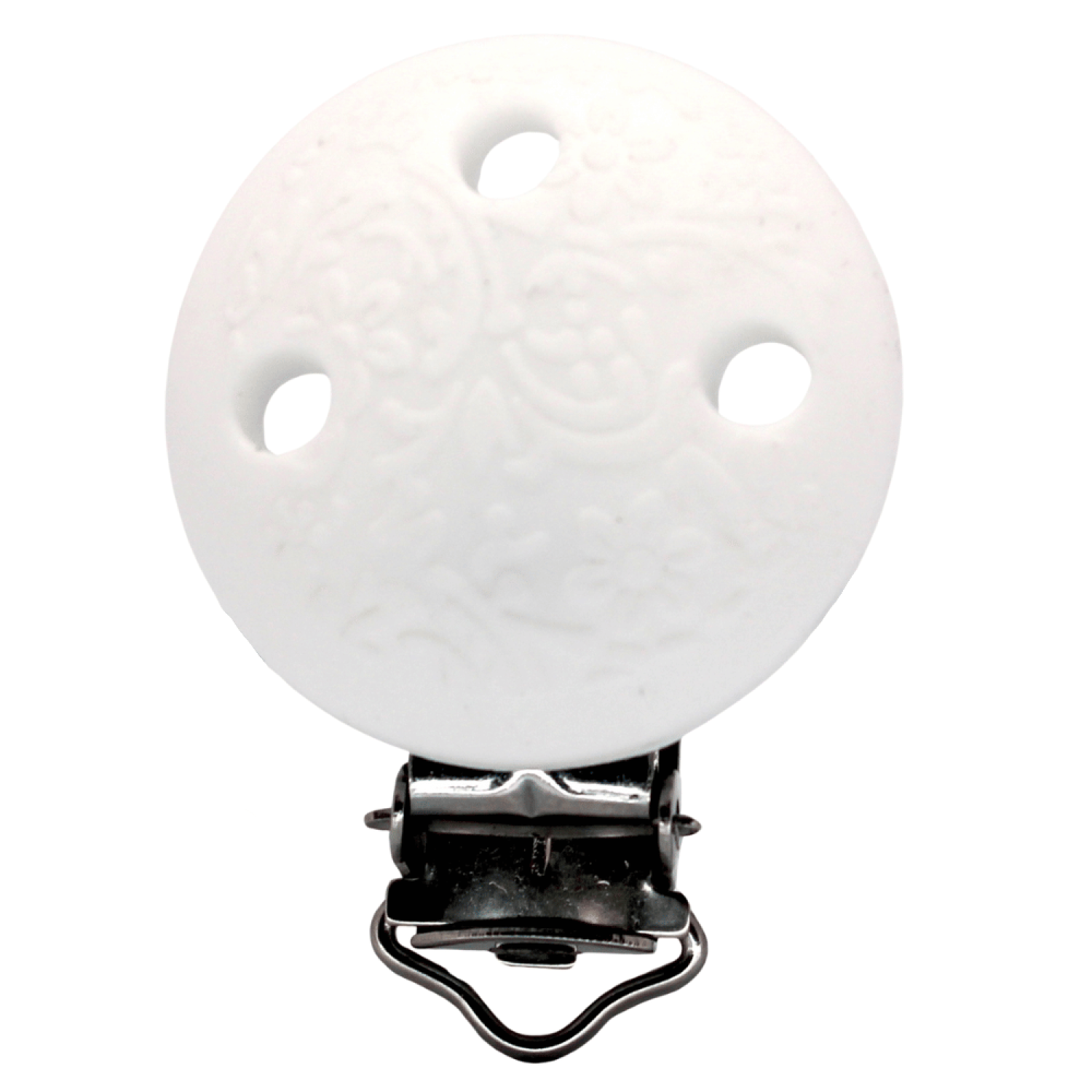 Silikon Schnullerkettenclip Relief | Weiß