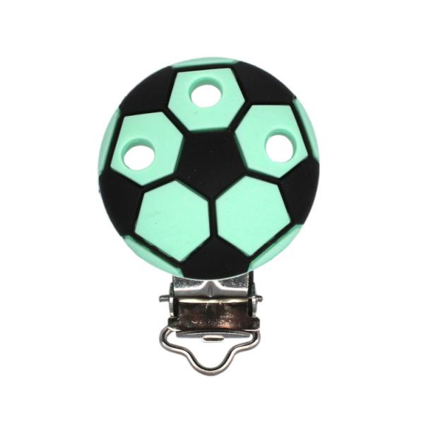 Silikon Schnullerkettenclip Fußball | Mint