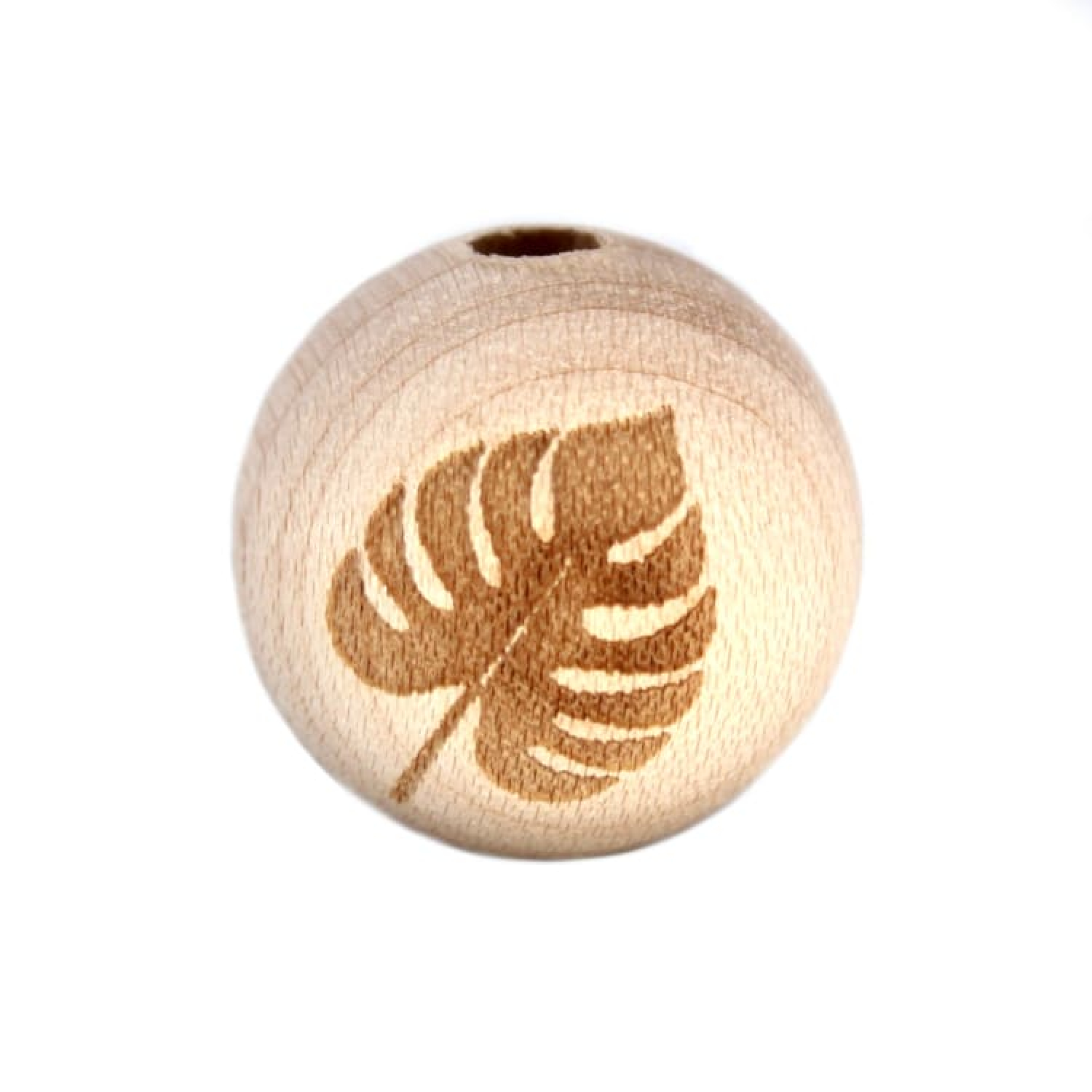 Naturholz Motivperle 20mm (Lasergraviert) | Blatt
