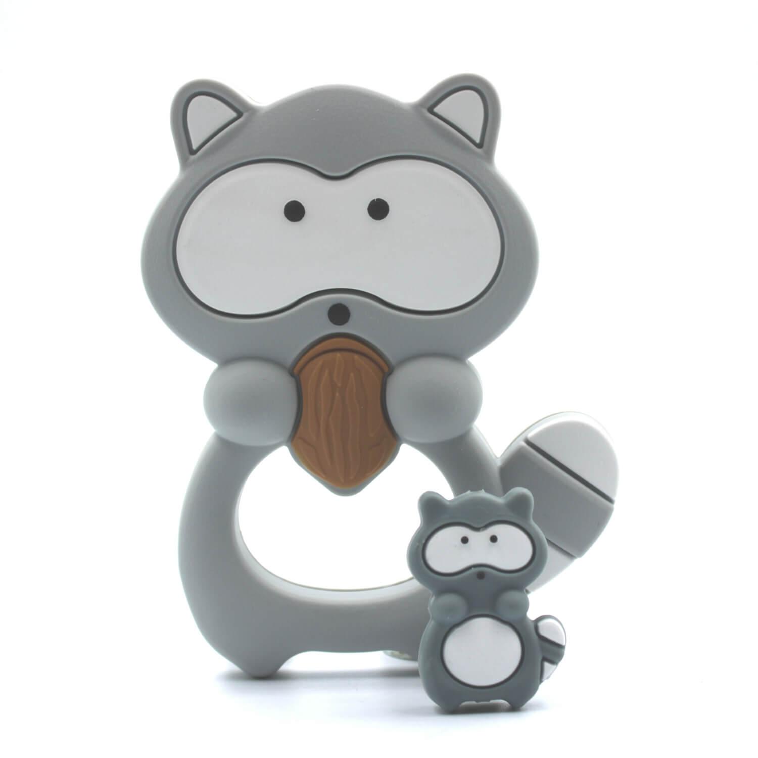 Waschbär Motivperle "Dunkel Grau"