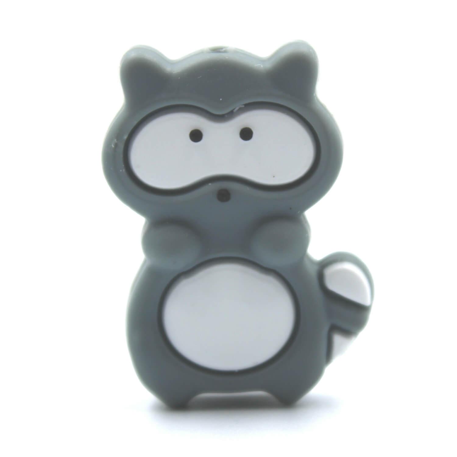 Waschbär Motivperle "Dunkel Grau"